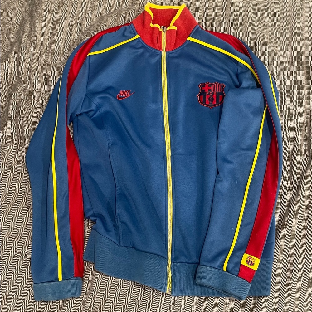 Nike Blue and Red Jacket with Yellow Trim